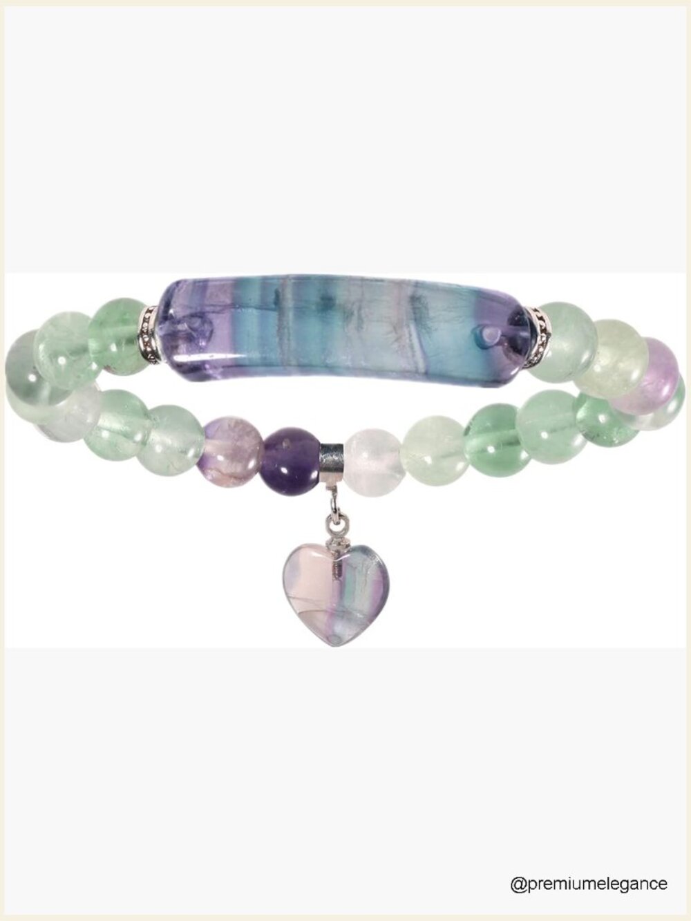 Healing Stone 8mm Beaded Stretch Bracelet with Heart Charm